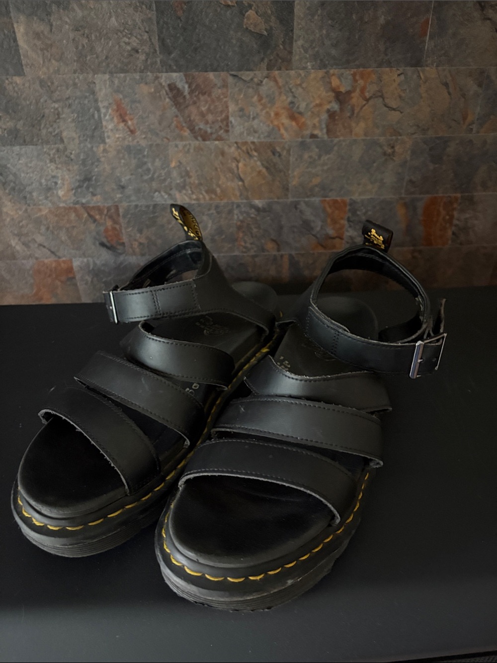 Dr. Martens Black Leather Strappy Platform Sandals - Picture 3 of 6